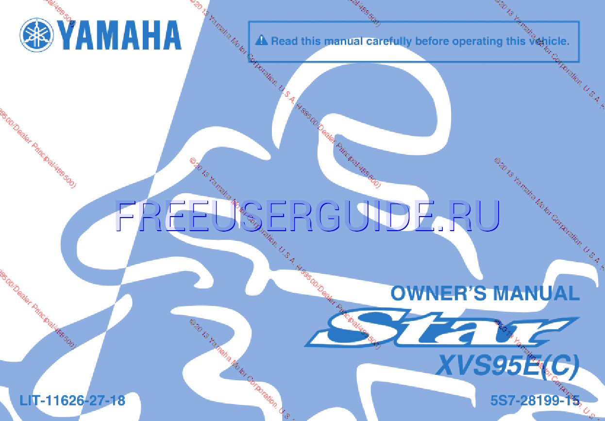 Read online Owner's Manual for Yamaha 2014 V Star 950 (Page 1)