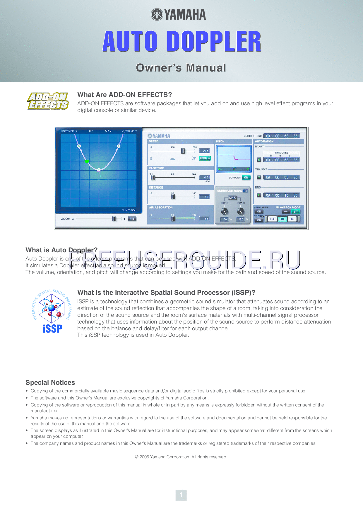 Read online Owner's Manual for Yamaha (AE041) Auto Doppler (Page 1)
