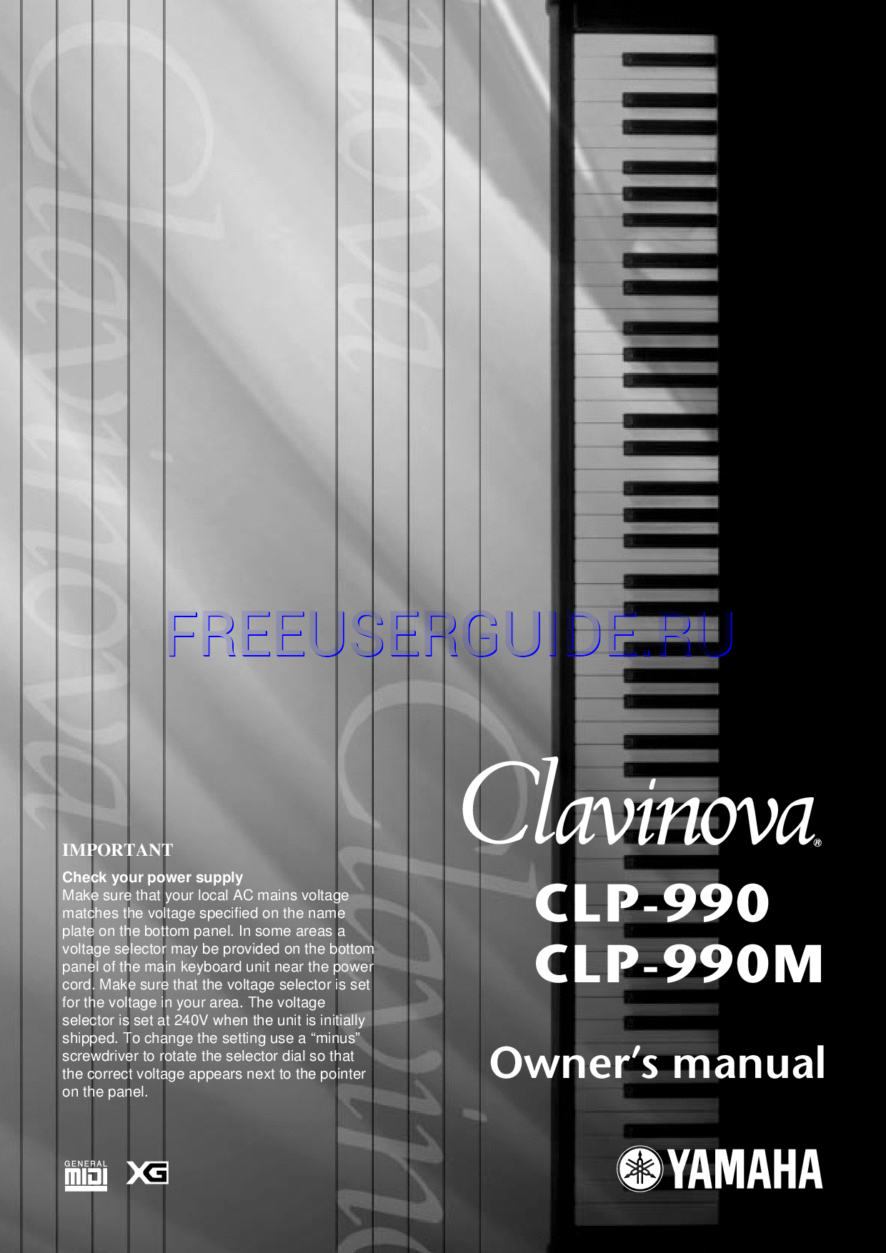 Read online Owner's Manual for Yamaha CLP-990M (Page 1)