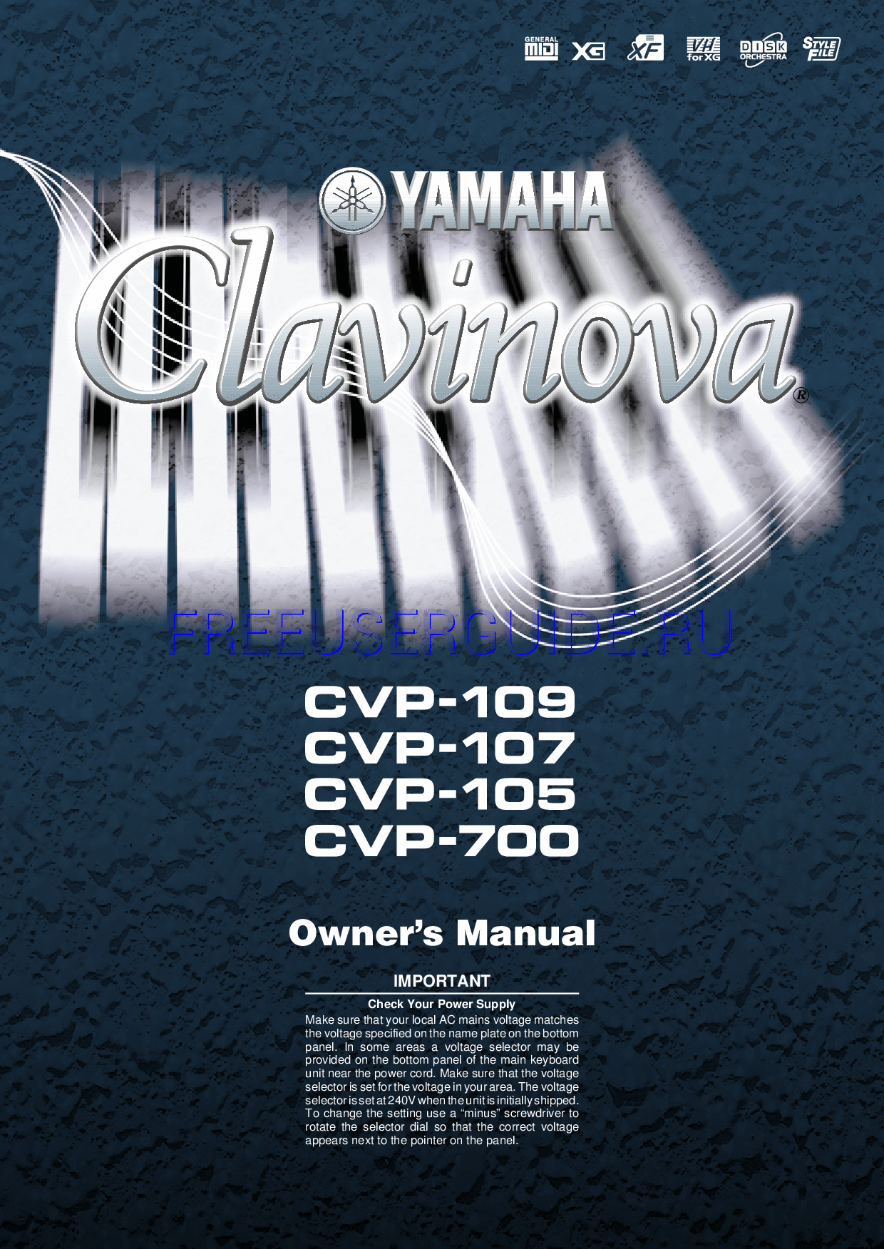 Read online Owner's Manual for Yamaha CVP - 107 (Page 1)
