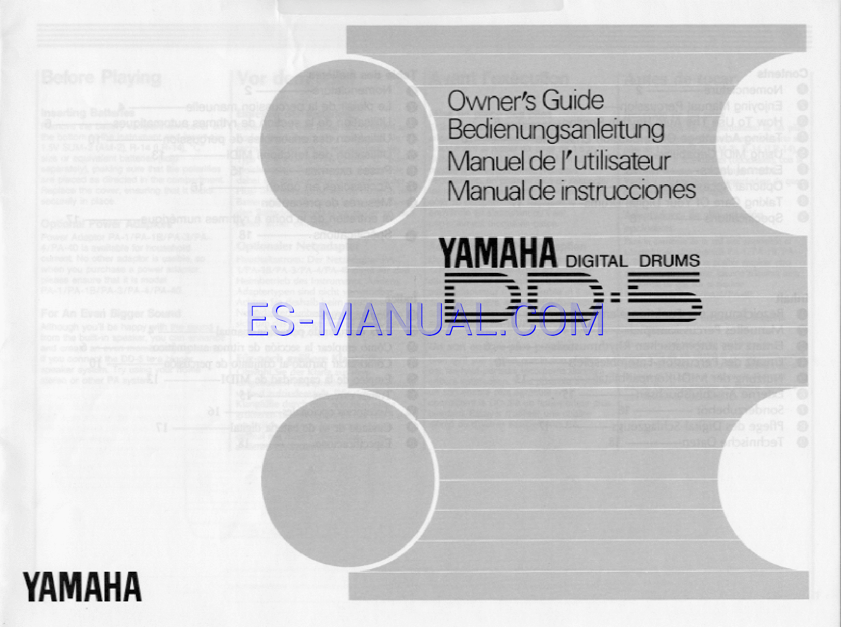 Read online Owner's Manual for Yamaha DD-5 (Page 1)